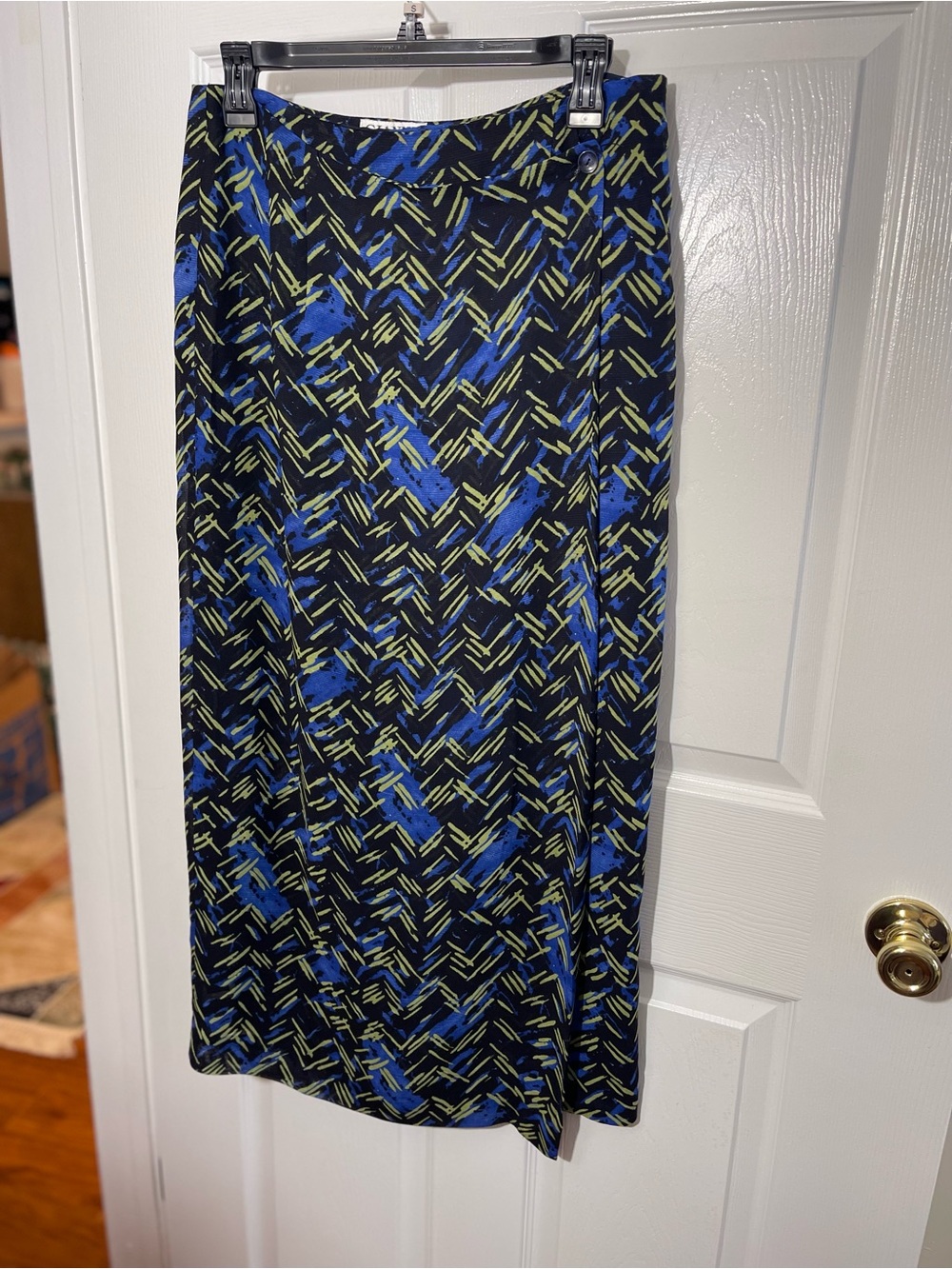 Ganni Black, Blue & Lime Printed Maxi Skirt